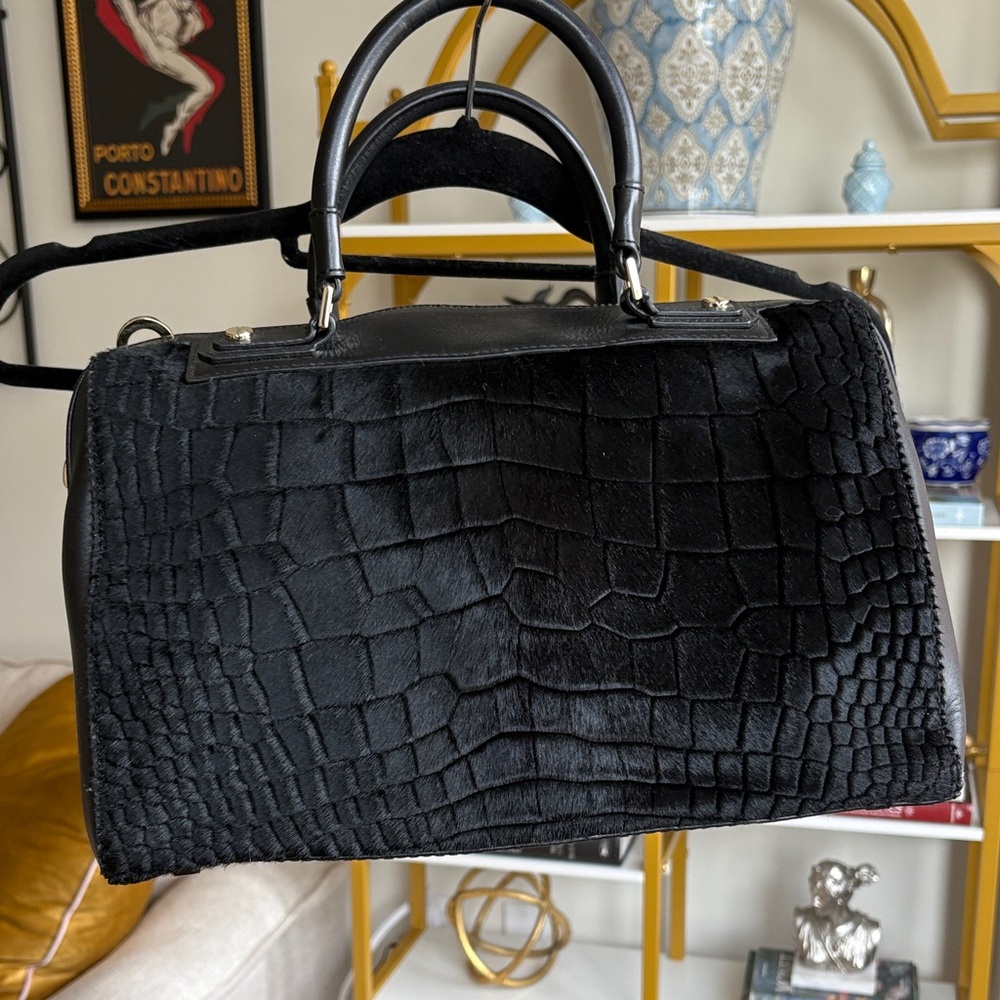 Alice + Olivia Black Logo pony hair bag